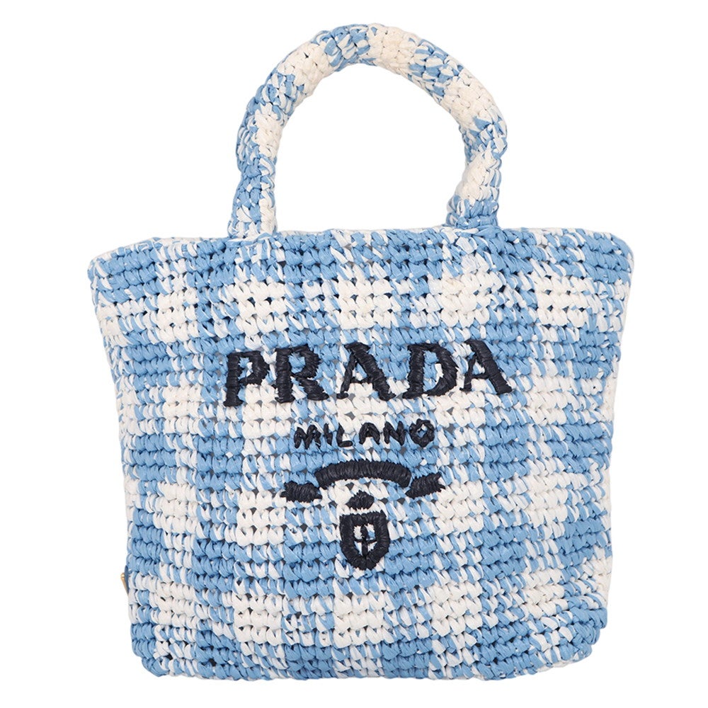 プラダ トートバッグ ロゴ クロシェ スモール ラフィア 1BG422 PRADA
