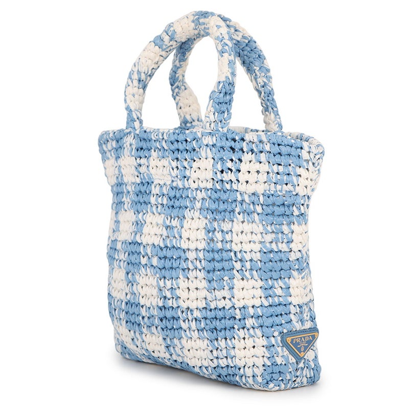 プラダ トートバッグ ロゴ クロシェ スモール ラフィア 1BG422 PRADA ハンドバッグ