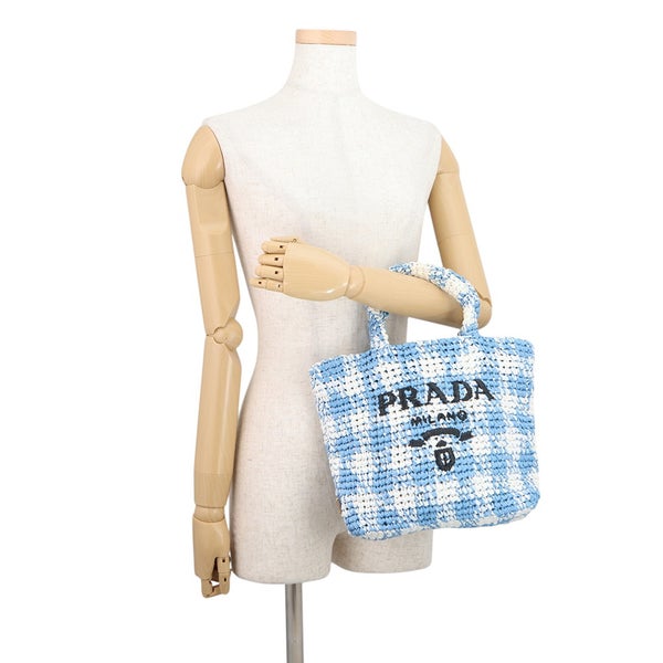 プラダ トートバッグ ロゴ クロシェ スモール ラフィア 1BG422 PRADA ハンドバッグ