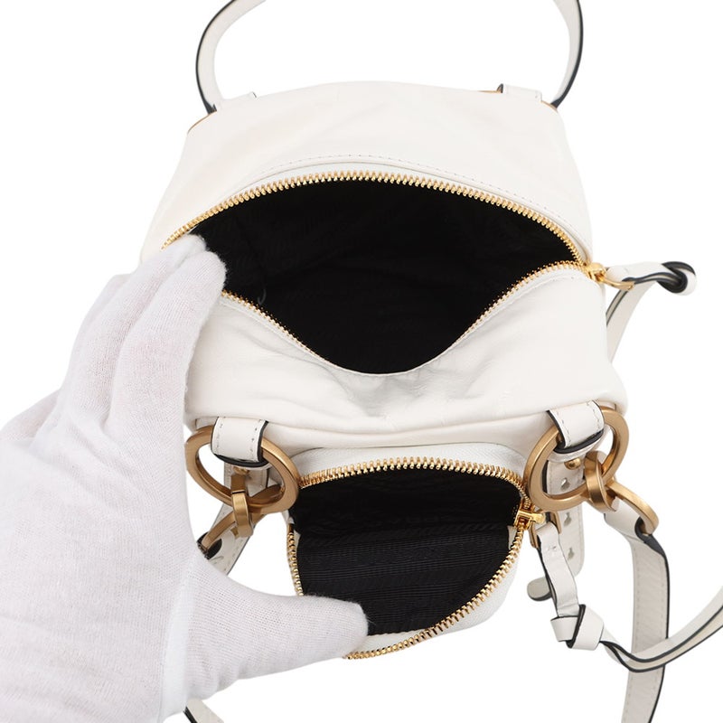 プラダ ハンドバッグ ダンクル トップハンドル ミニ ダングルレザー 1BB137 PRADA バッグ ショルダーバッグ 白