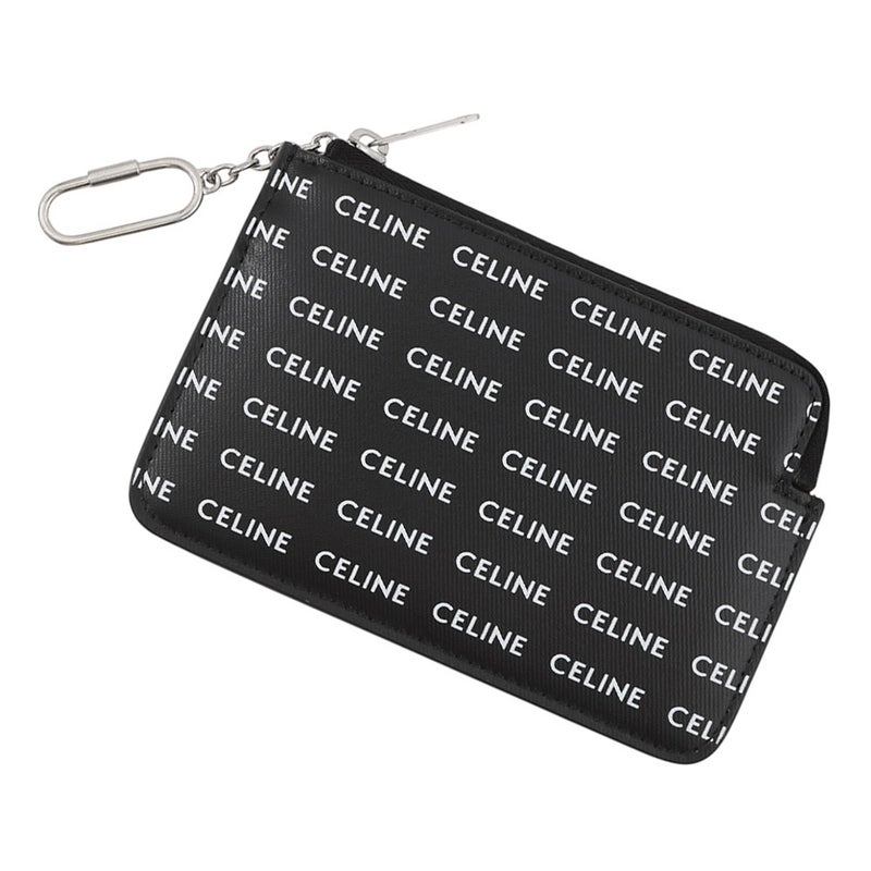 セリーヌ コインケース ロゴ 総柄 PVC 10B772 CELINE カードケース 黒 白