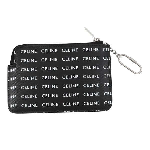 セリーヌ コインケース ロゴ 総柄 PVC 10B772 CELINE カードケース 黒 白