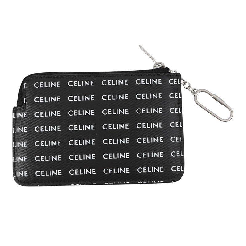 セリーヌ コインケース ロゴ 総柄 PVC 10B772 CELINE カードケース 黒 白