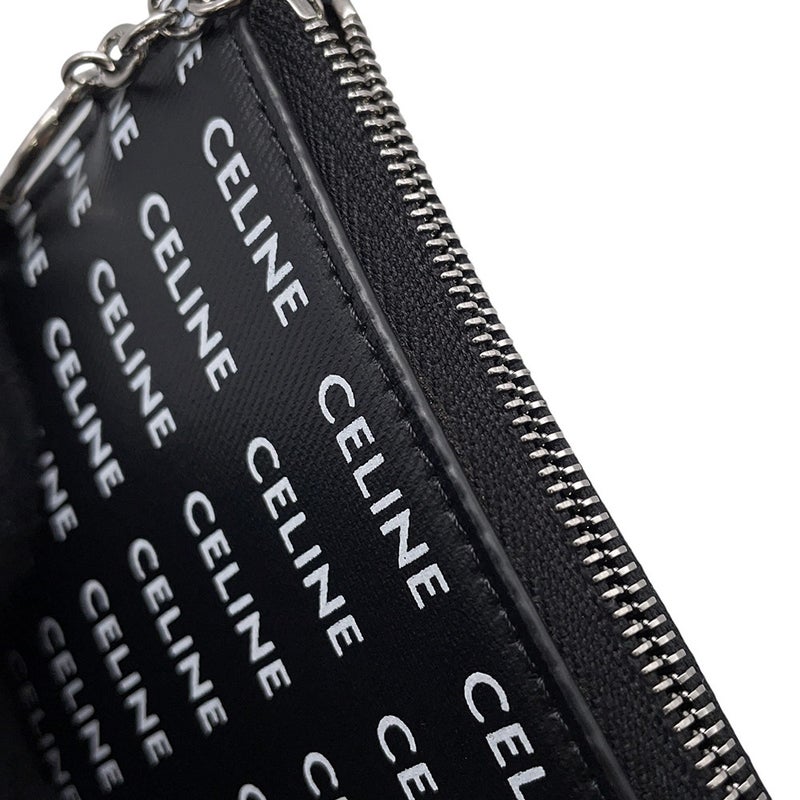 セリーヌ コインケース ロゴ 総柄 PVC 10B772 CELINE カードケース 黒 白