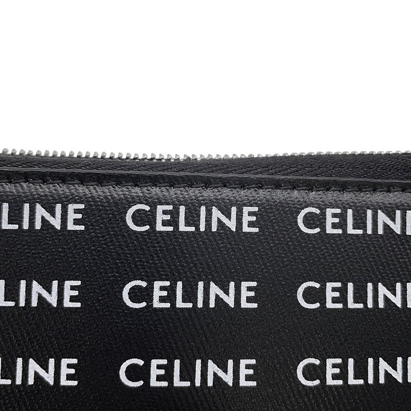 セリーヌ コインケース ロゴ 総柄 PVC 10B772 CELINE カードケース 黒 白