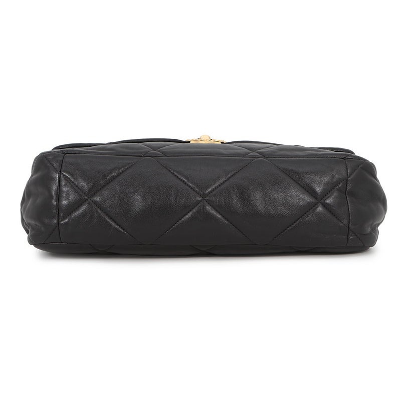 シャネル チェーンショルダーバッグ CHANEL19 ディズヌフ ココマーク マキシ シャイニーラムスキン AS1162 CHANEL 2way 黒