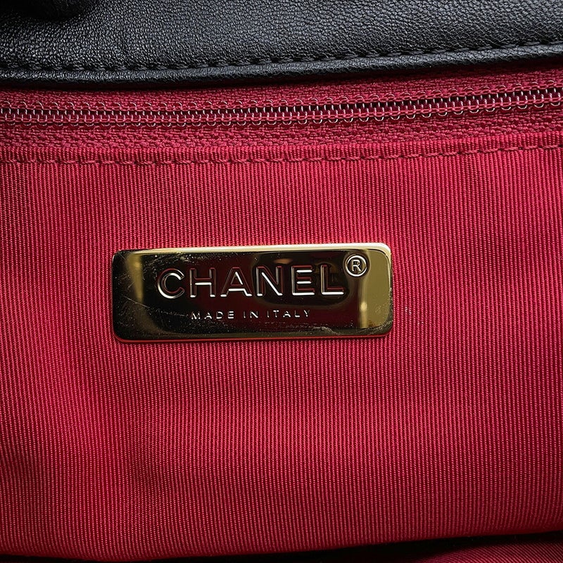 シャネル チェーンショルダーバッグ CHANEL19 ディズヌフ ココマーク マキシ シャイニーラムスキン AS1162 CHANEL 2way 黒