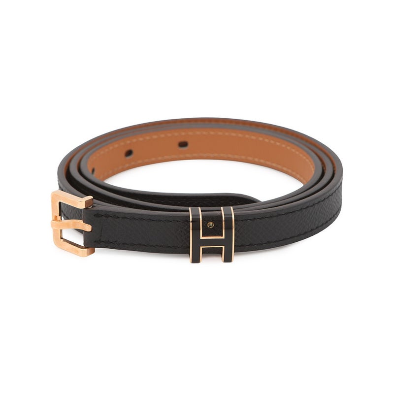 エルメス ポップH ベルト ブラック/ピンクゴールド金具 エプソン Y刻印 サイズ85 HERMES べルト 黒