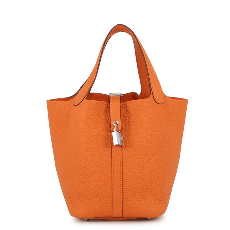 エルメス ハンドバッグ ピコタンロックPM オレンジ/シルバー金具 トリヨンクレマンス W刻印 HERMES トートバッグ