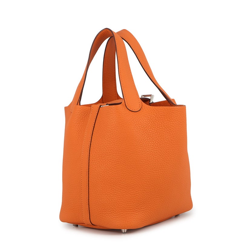 エルメス ハンドバッグ ピコタンロックPM オレンジ/シルバー金具 トリヨンクレマンス W刻印 HERMES トートバッグ