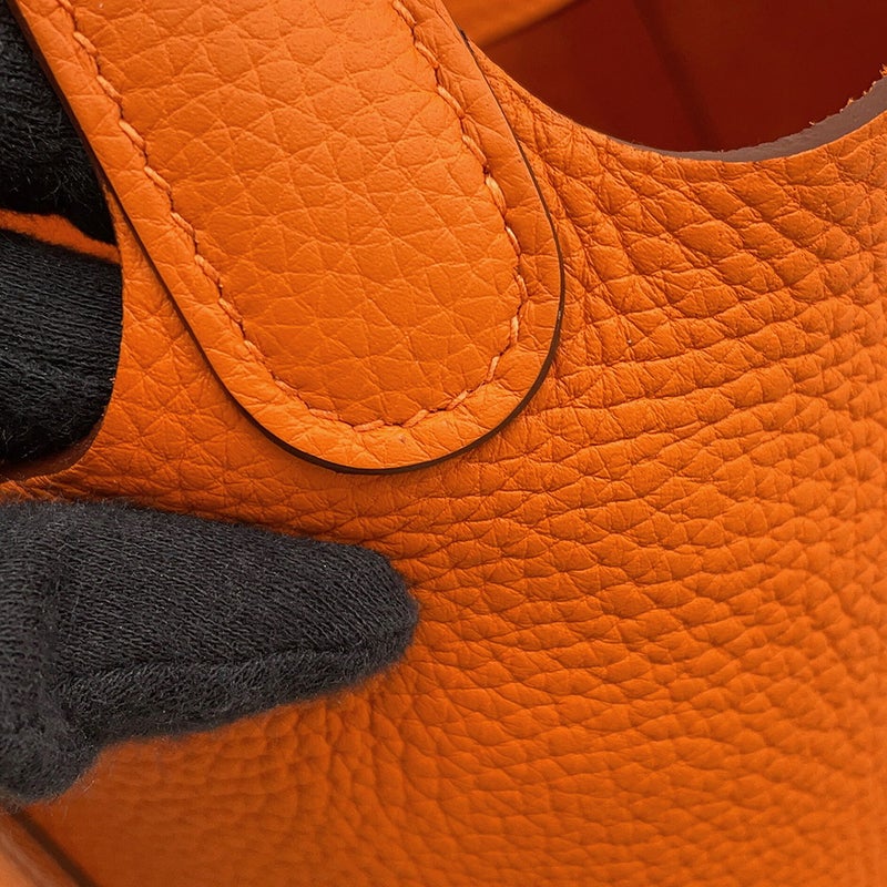 エルメス ハンドバッグ ピコタンロックPM オレンジ/シルバー金具 トリヨンクレマンス W刻印 HERMES トートバッグ