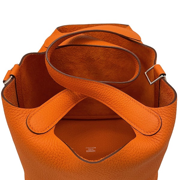 エルメス ハンドバッグ ピコタンロックPM オレンジ/シルバー金具 トリヨンクレマンス W刻印 HERMES トートバッグ