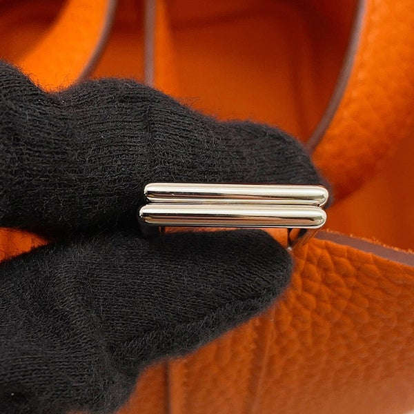 エルメス ハンドバッグ ピコタンロックPM オレンジ/シルバー金具 トリヨンクレマンス W刻印 HERMES トートバッグ