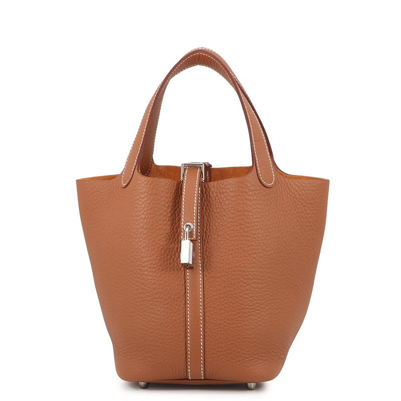 エルメス ハンドバッグ ピコタンロックPM ゴールド/シルバー金具 トリヨンクレマンス G刻印 HERMES