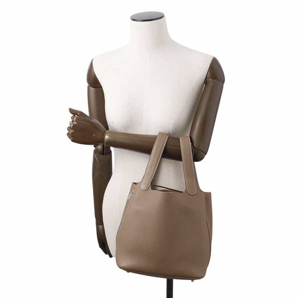 エルメス ハンドバッグ ピコタンロックMM エトゥープ/シルバー金具 トリヨンクレマンス Y刻印