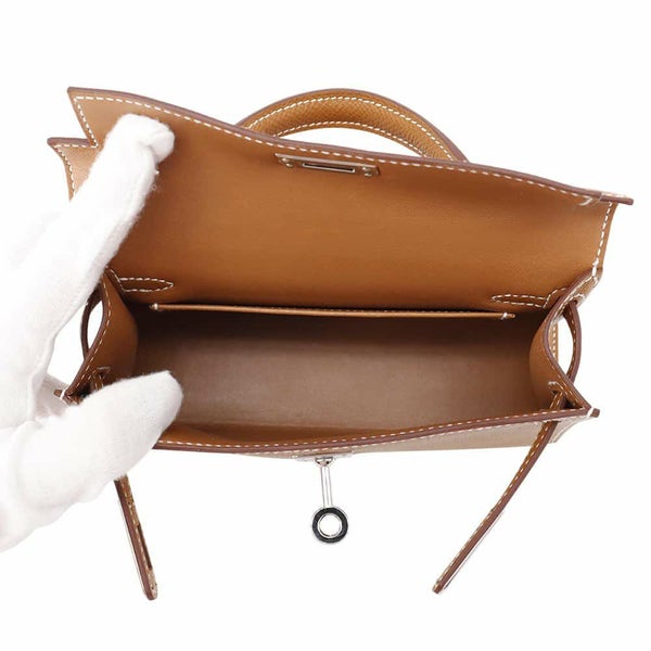 エルメス ハンドバッグ ミニケリードゥ 外縫い ゴールド/シルバー金具 エプソン W刻印 2wayショルダー