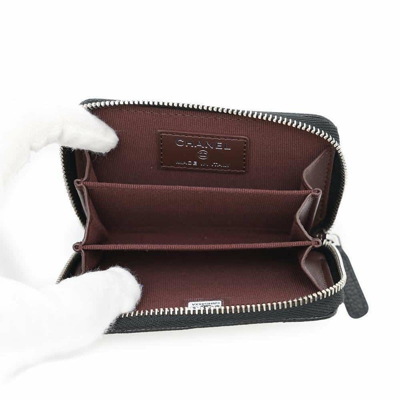シャネル コインケース クラシック ジップコインパース マトラッセ ココマーク キャビアスキン AP0216 CHANEL 黒