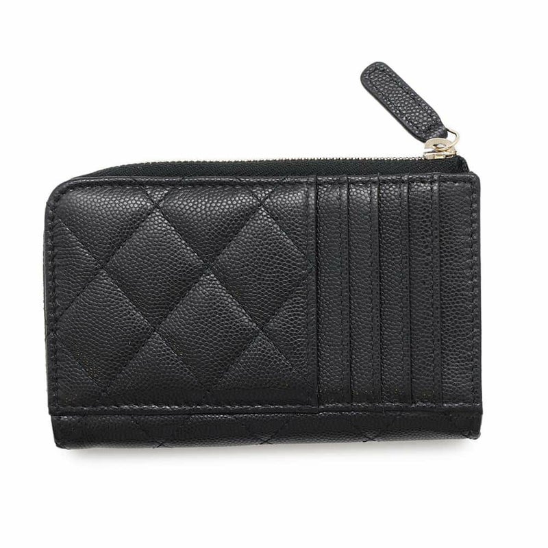 シャネル コインケース ココマーク マトラッセ キャビアスキン ストラス AP4558 CHANEL フラグメントケース カードケース 黒