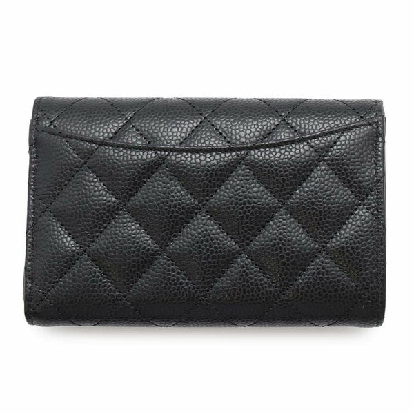 シャネル 財布 マトラッセ ココマーク キャビアスキン AP0232 CHANEL 三つ折り財布 ミディアム ウォレット 黒