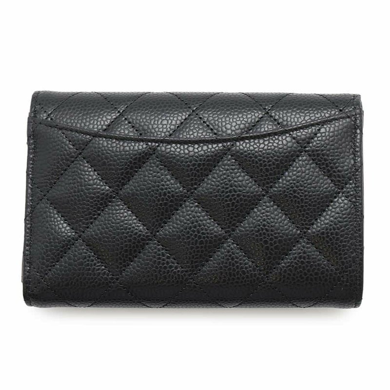 シャネル 財布 マトラッセ ココマーク キャビアスキン AP0232 CHANEL 三つ折り財布 ミディアム ウォレット 黒