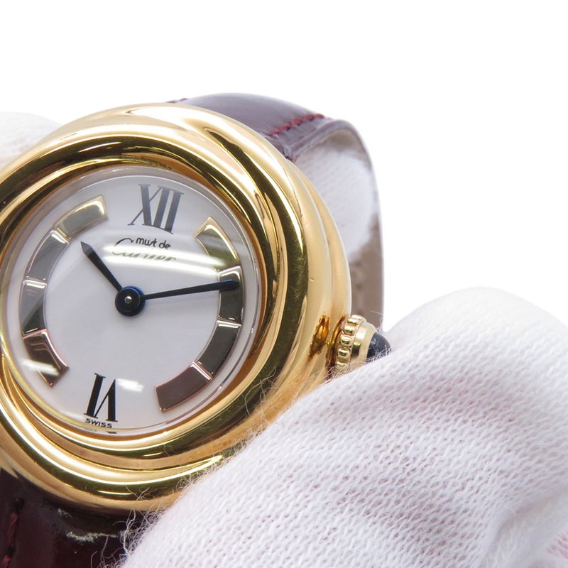 カルティエ マストトリニティ ヴェルメイユ W1010644 Cartier 腕時計 白文字盤 クォーツ