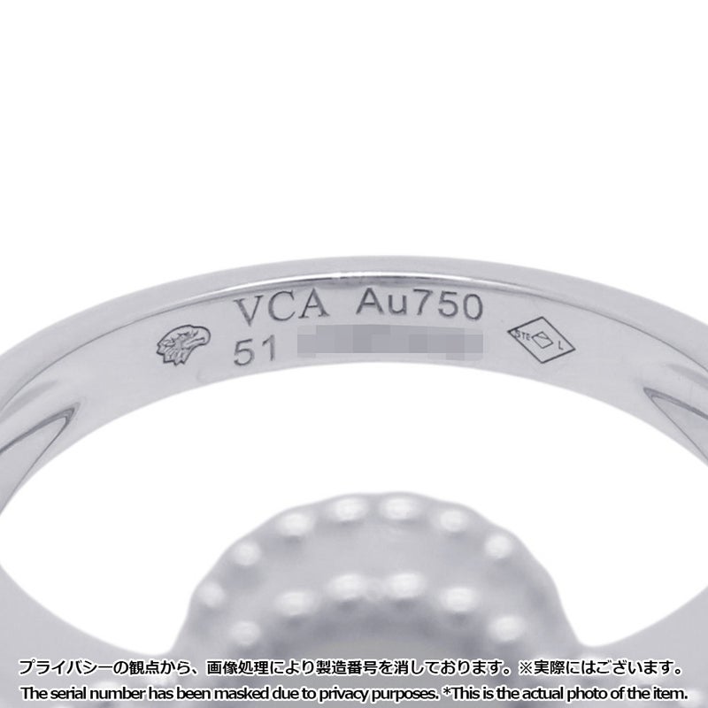 ヴァンクリ リング ヴィンテージ アルハンブラ リング マザーオブパール/ダイヤ 1P 0.05ct K18WG サイズ51 VCARF48900 指輪