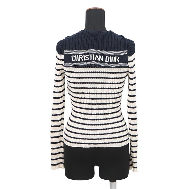 クリスチャン・ディオール ニット ボーダー セーラーコットン レディースサイズ36 214S27AM731 Christian Dior 長袖 白