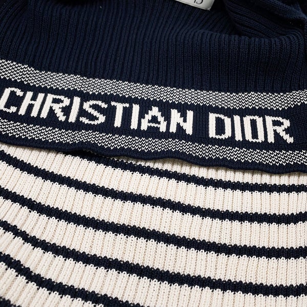 クリスチャン・ディオール ニット ボーダー セーラーコットン レディースサイズ36 214S27AM731 Christian Dior 長袖 白