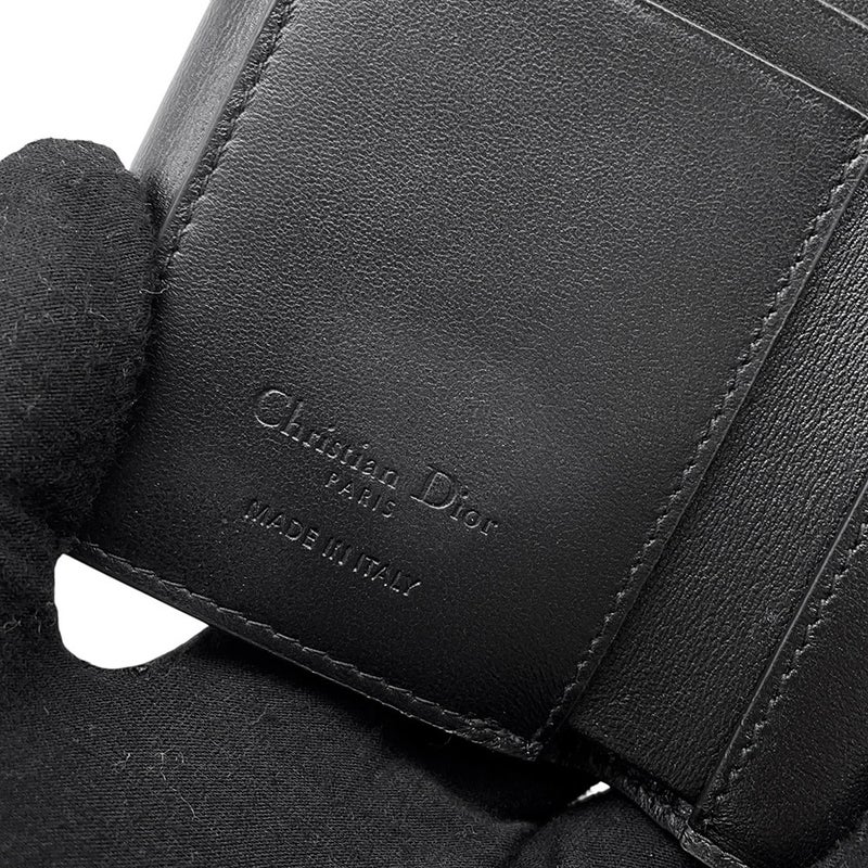 クリスチャン・ディオール 三つ折り財布 レディディオール ロータスウォレット カナージュ S0181ONMJ 財布 黒