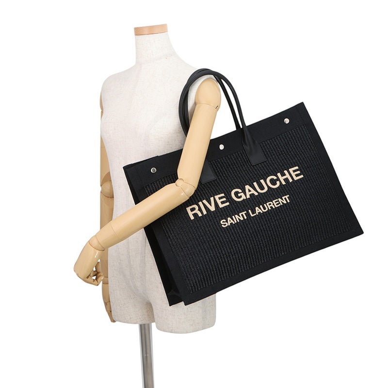 サンローランパリ トートバッグ リヴ・ゴーシュ ラージ ラフィア キャンバス 509415 2M21E SAINT LAURENT PARIS 黒