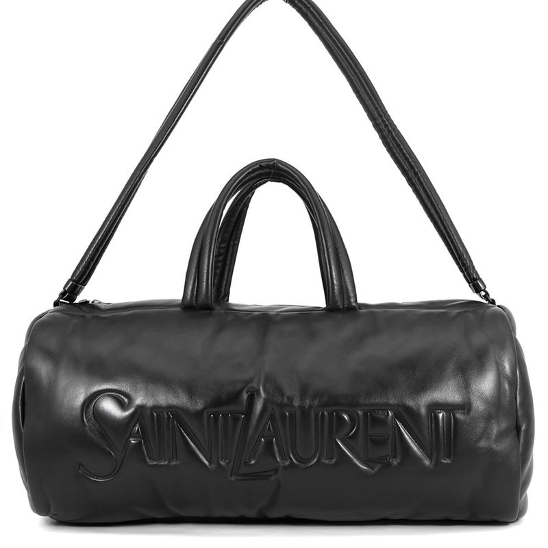 サンローランパリ ボストンバッグ ワイドロゴ パファー レザー 797640 SAINT LAURENT PARIS ２wayショルダー 黒