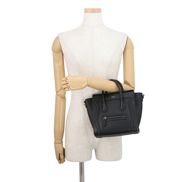 セリーヌ ハンドバッグ ラゲージ ナノショッパー レザー 189243 CELINE バッグ 2wayショルダーバッグ 黒