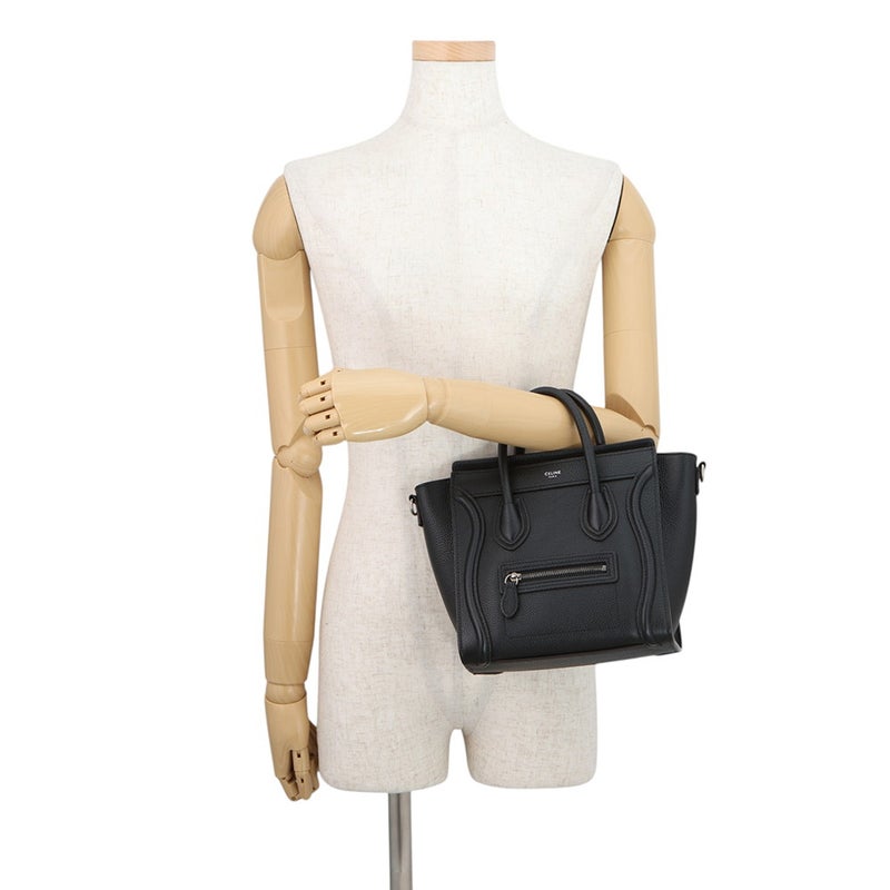 セリーヌ ハンドバッグ ラゲージ ナノショッパー レザー 189243 CELINE バッグ 2wayショルダーバッグ 黒