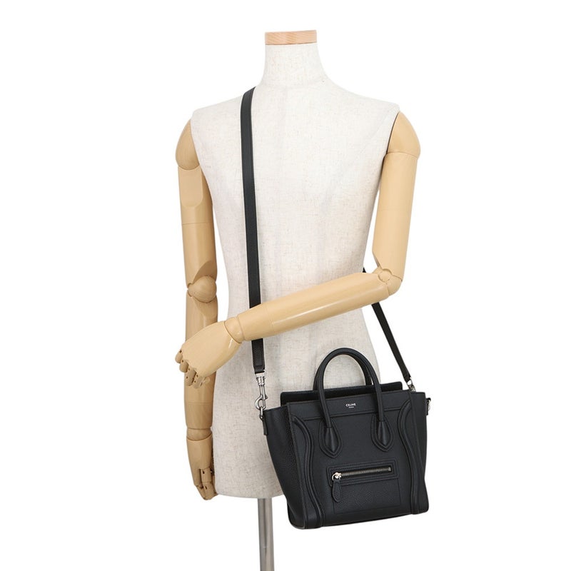 セリーヌ ハンドバッグ ラゲージ ナノショッパー レザー 189243 CELINE バッグ 2wayショルダーバッグ 黒