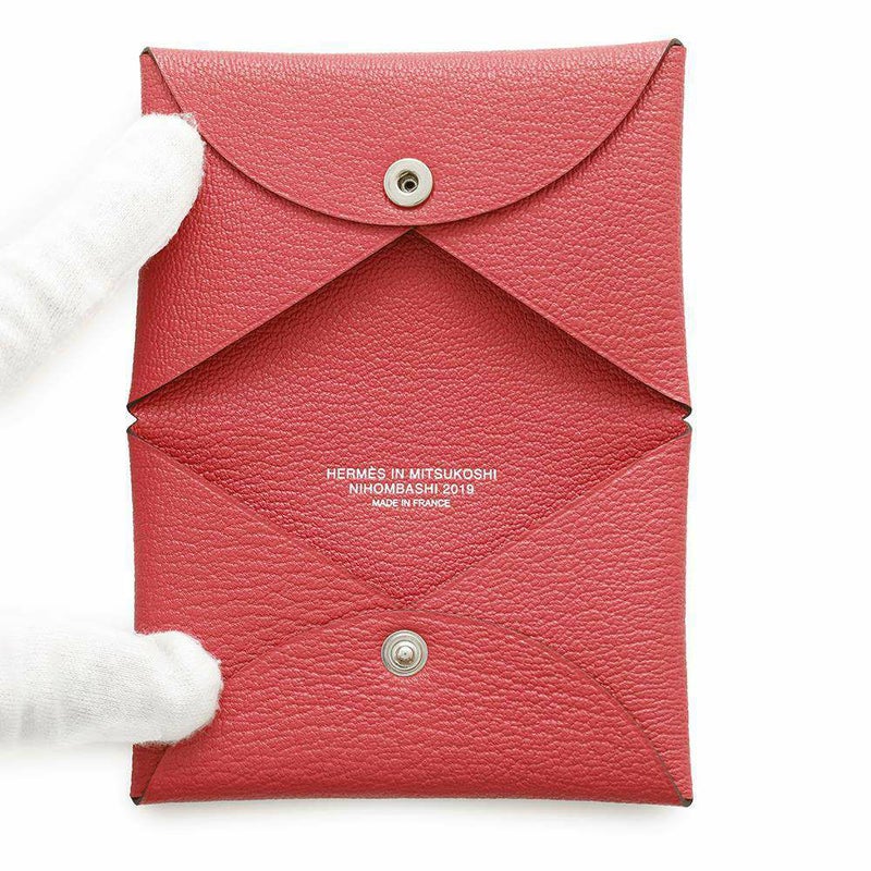 エルメス カードケース カルヴィ ローズテキサス シェブルミゾル D刻印 HERMES 三越日本橋限定
