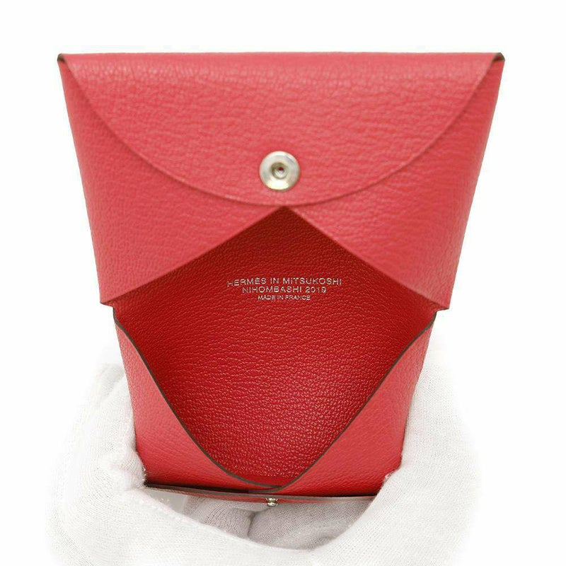 エルメス カードケース カルヴィ ローズテキサス シェブルミゾル D刻印 HERMES 三越日本橋限定