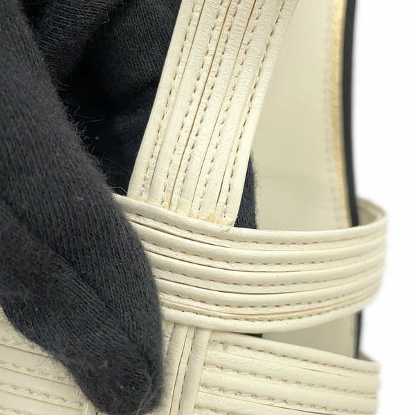 シャネル パンプス ココマーク ヒールサンダル サテン レザー フェイクパール レディースサイズ36 1/2C G39027 ヒール 靴