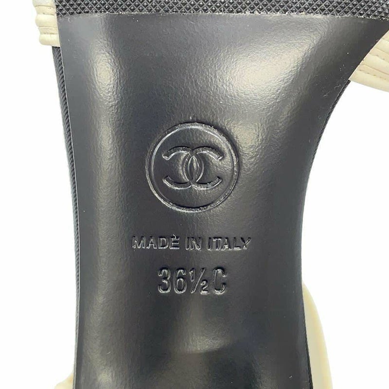 シャネル パンプス ココマーク ヒールサンダル サテン レザー フェイクパール レディースサイズ36 1/2C G39027 ヒール 靴