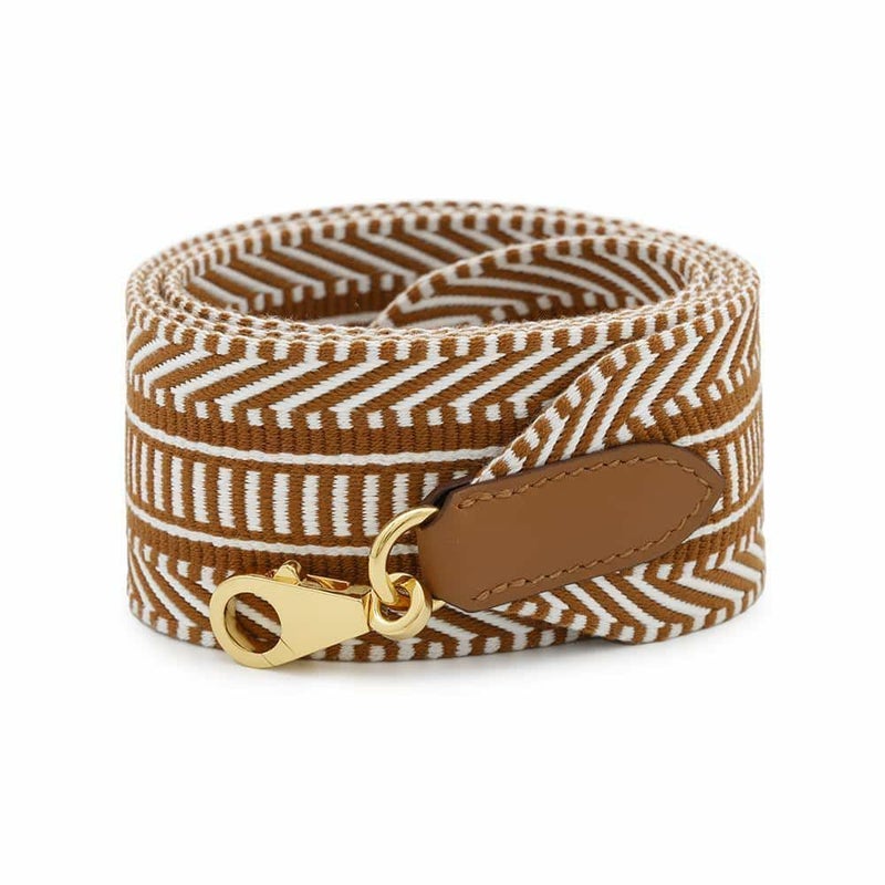 エルメス ショルダーストラップ バンドリエール サングル カヴァル エクリュ/ベージュ/ゴールド キャンバス W刻印