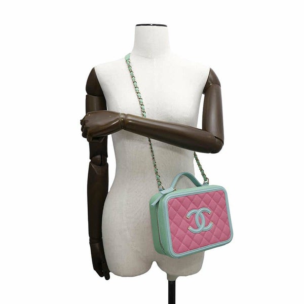 シャネル チェーンショルダーバッグ CCフィリグリー バニティバッグ キャビアスキン A93343 CHANEL