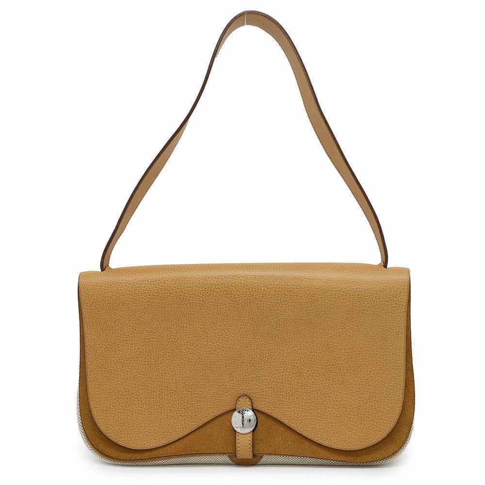 HERMES エルメス サック コロラドMM 　トワルアッシュ　ショルダーバッグ 　ブラウン（シルバー金具）レディースバッグ レディースバック ショルダーバッグ 【中古】【送料無料】 HERMES - HERMES エルメス サック コロラドMM トワルアッシュ