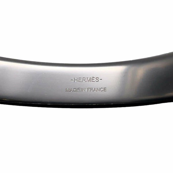 エルメス ブレスレット オランプ ブラック/シルバー金具 ボックスカーフ HERMES アクセサリー 黒