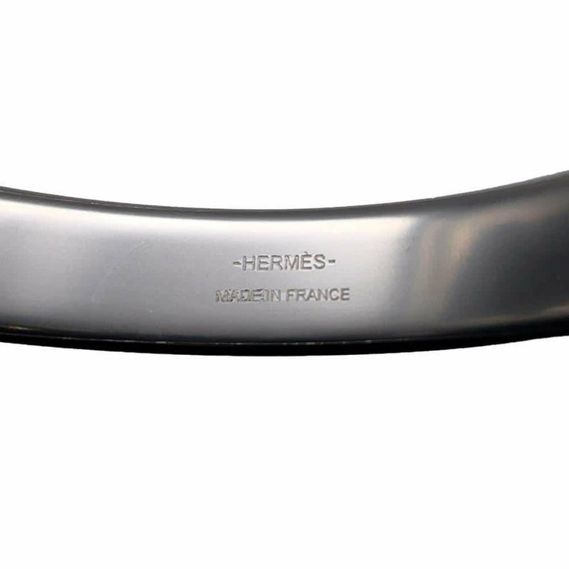 エルメス ブレスレット オランプ ブラック/シルバー金具 ボックスカーフ HERMES アクセサリー 黒