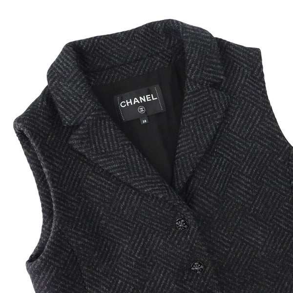 シャネル ベスト ツイード ココマーク レディースサイズ38 P78192 CHANEL アウター 黒