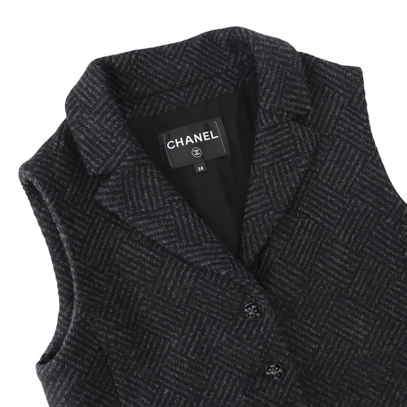 シャネル ベスト ツイード ココマーク レディースサイズ38 P78192 CHANEL アウター 黒