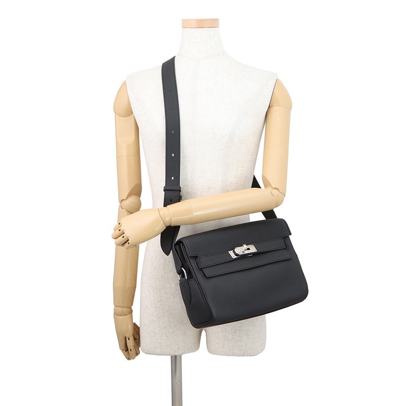 エルメス ケリーメッセンジャーPM ブラック/シルバー金具 トゴ K刻印 HERMES 黒