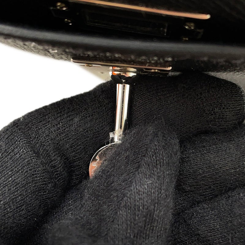 エルメス ハンドバッグ ミニケリー 外縫い 黒/パープル(ステッチ)/シルバー金具 エプソン K刻印 Kelly 2wayバッグ 黒 SPO