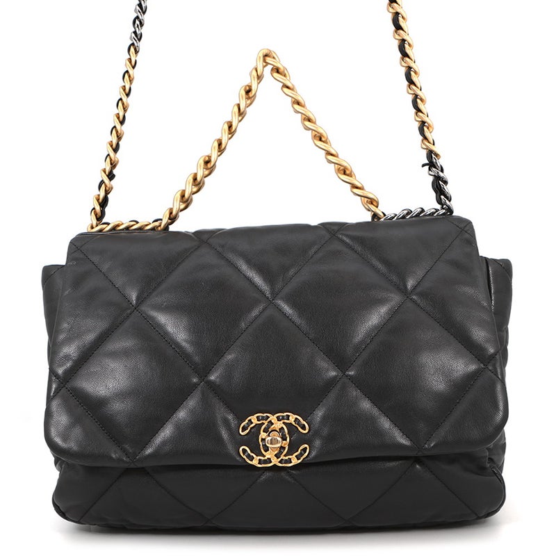 シャネル チェーンショルダーバッグ CHANEL19 マキシ マトラッセ ココマーク  シャイニーカーフレザー AS1162 CHANEL 2way