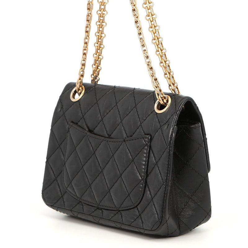 シャネル チェーンショルダーバッグ マトラッセ 2.55 ミニ エイジドカーフレザー AS0874 CHANEL 黒