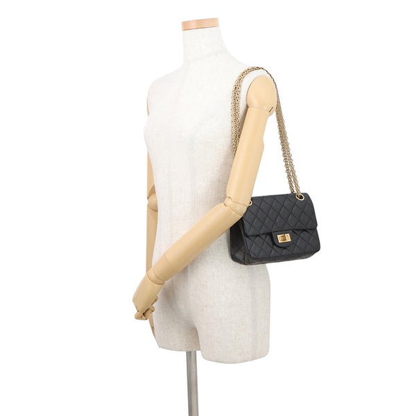 シャネル チェーンショルダーバッグ マトラッセ 2.55 ミニ エイジドカーフレザー AS0874 CHANEL 黒